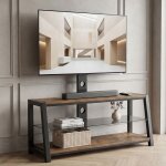 Vlivra meuble tv avec support orientable r�glable en hauteur et 3 niveaux gestion des c�bles - 116�42�125 ...