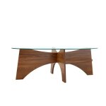 Vlivra table basse ovale avec plateau en verre de s�curit� et �tag�re pieds diagonaux - pour salon - ...
