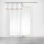 Voilage � anneaux 140 x 240 cm ? polycoton sabl� + jute leana blanc