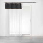 Voilage � anneaux 140 x 240 cm ? polycoton sabl� + jute leana noir