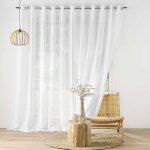 Voilage pour baie vitrée 400 x 240 cm effet lin tisse haltona blanc Voilage pour baie vitrée 400 x 240 cm effet lin tisse haltona blanc