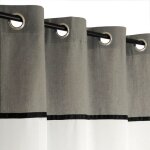 Voilage bicolore avec parement et biais � ?illets gomme gris - 140x240cm - pr�t � poser