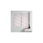 Voilages - paire de voilage � passants - brod� - 60 x 90 cm - petites fleurs - blanc et rouge
