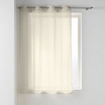 Voilage � ?illets petite hauteur 140 x 180 cm ? voile tiss� carlin beige