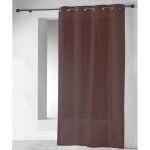Voilages en etamine unie � oeillets marron chocolat 140x240 cm