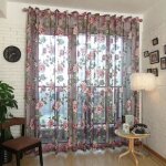 Voilage à ?illets fleurs de pivoine violet - double rideaux élégant pour fenêtre 100x200 cm Voilage à ?illets fleurs de pivoine violet - double rideaux élégant pour fenêtre 100x200 cm