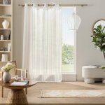 Voilage � ?illets zaho 140x280 cm - voile tiss� effet crash blanc rayures verticales
