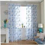 Voilages imprim floral oeillet semi - transparent rideaux floral bleu voile 100x200cm