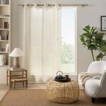Voilage kalia 140 x 280 cm - polyester effet lin beige ?illets tamisant