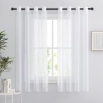 Voilages - maison - lot de 2 rideaux courts - 100x200 cm - blanc - design contemporain Voilages - maison - lot de 2 rideaux courts - 100x200 cm - blanc - design contemporain