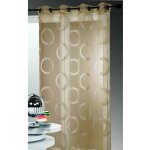 Voilage en organza jacquard ronds beige 140x240 cm