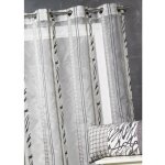 Voilage en organza  fines rayures zbres gris clair 140x260 cm