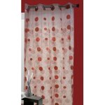 Voilage organza et jacquard cordons satin rouge 140x240 cm