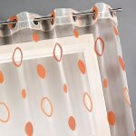 Voilage organza jacquard aux motifs cercles orange 140x240 cm