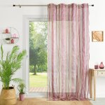 Voilage en organza  rayures vieux rose 140x260 cm