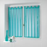 Voilage - ray jacquard - bleu - 60 x 160 cm - polyester - passe - tringle