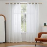 Voilage - voilage - rideaux voilage blanc 140x180 - lot de 2 - semi transparent - rayures