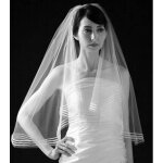 Voile de mari�e - mi - long - blanc - 3 bandes satin�es