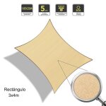 Voile dombrage sunnylaxx - toile solaire rectangle 3x4 m�tres - respirant et r�sistant - couleur sable ...