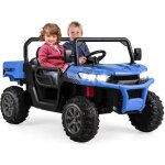 Costway voiture �lectrique 2 places enfant 12v 2 moteurs avec t�l�commande 24 g 3 - 8 km / h charge 50kg ...