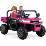 Costway voiture �lectrique 2 places enfant 12v 2 moteurs avec t�l�commande 24 g 3 - 8 km / h charge 50kg ...