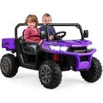 Costway voiture �lectrique 2 places enfant 12v 2 moteurs avec t�l�commande 24 g 3 - 8 km / h charge 50kg ...