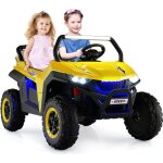 Costway voiture electrique enfant 12v / 7ah 2 - 4 km / h 2 place tlcommande 24g pour 3 - 8ans mp3 usb ...