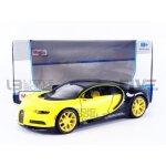 Voiture miniature de collection - maisto - bugatti chiron - 2018 - jaune / noir - 1 / 24