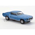 Voiture miniature de collection - norev - ford mustang gt fastback 1968 - 1 / 43 - bleu acapulco - int�rieur ...