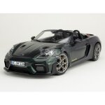 Voiture miniature de collection - norev - porsche 718 spyder rs 2023 - 1 / 18 - forest green metal - ...