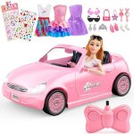 Voiture rc fille poup�e / 3 tenues / 12 accessoires licorne / autocollants cadeau 3 - 12 ans no�l f�minin ...