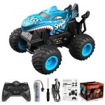 Voiture t�l�command�e - monster truck - 1:20 - musique et lumi�res - 3 modes d�clairage - bleu