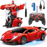 Voiture t�l�command�e enfant jouet 3 - 12 ans - gyroor - rotation � 360� - transformable robot - rechargeabler ...