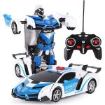 Voiture t�l�command�e pour robot 2 en 1 - jouet rc d�formation avec sons et lumi�res pour enfants - blanc ...