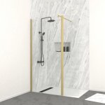 Volet pivotant pour paroi de douche fixe - 40x200cm - verre transparent 6mm - profile or dor bross