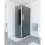 Volet pivotant pour paroi de douche fixe - 40x200cm - verre fumé 6mm - profile chromé Volet pivotant pour paroi de douche fixe - 40x200cm - verre fumé 6mm - profile chromé
