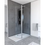 Volet pivotant pour paroi de douche fixe - 40x200cm - verre transparent 6mm - profile chromé Volet pivotant pour paroi de douche fixe - 40x200cm - verre transparent 6mm - profile chromé