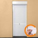 Volet roulant manuel � tirage pour porte l100 x h220 cm pvc - coloris blanc -
