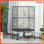 Voli�re - akozon - 12511 - 4 perchoirs en bois - 4 mangeoires - plateau coulissant avec roulettes