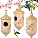 Voliere cage oiseau 3pcs colibri maison pour accrocher  l?extrieur bourdonnement en bois maisons  ...