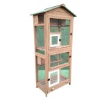 Volire oiseaux bois double toit shingle