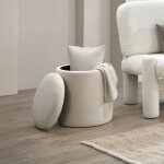 Volta - pouf coffre effet peau de mouton beige