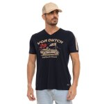 Vondutch - t - shirt homme coton aucun flag r�gular col v manches courtes - bleu (pi�ce)