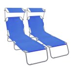 Vounot� lot de 2 chaise longue pliante avec pare soleil - transat 4 positions - bain de soleil portable ...