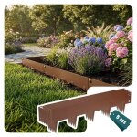 Vounot� lot de 5 bordure de jardin en m�tal galvanis� 106x18cm marron - �paisseur 1. 5mm - cl�ture flexible ...