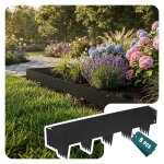 Vounot� lot de 5 bordure de jardin en m�tal galvanis� 106x18cm noir - �paisseur 1. 5mm - cl�ture flexible ...