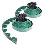 Vounot� bordure de jardin flexible plastique 20m avec 60 piquets vert - hauteur 5cm - �paisseur 4mm - ...