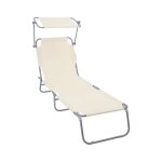 Vounot� chaise longue pliante avec pare soleil - transat 4 positions - bain de soleil portable en polyester ...