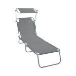 Vounot� chaise longue pliante avec pare soleil - transat 4 positions - bain de soleil portable en polyester ...