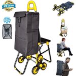 Vounot® chariot de courses 4 en 1 pliable avec siège - sac isotherme - 6 roues monte escalier - jaune ... Vounot® chariot de courses 4 en 1 pliable avec siège - sac isotherme - 6 roues monte escalier - jaune ...